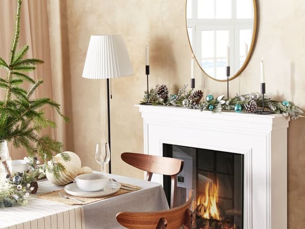 Kunstig Julekrans Grønn Sølv Syntetisk Materiale 150 cm med Ornamenter Frostet