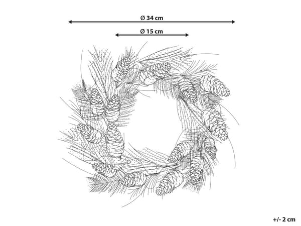 Julekrans Grønn Syntetisk materiale 34 cm Kongler Snø Tradisjonell design Rund form