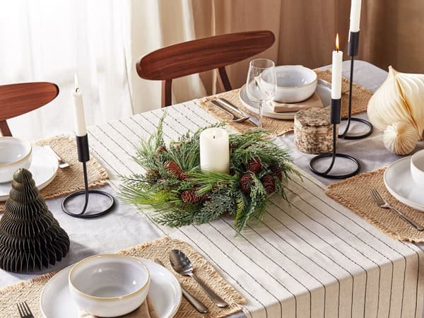 Julekrans Grønn Syntetisk materiale 34 cm Kongler Snø Tradisjonell design Rund form