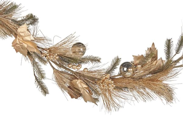 Kunstig Julekrans Grønn Gull Syntetisk Materiale 150 cm Ornamenter Furukegler