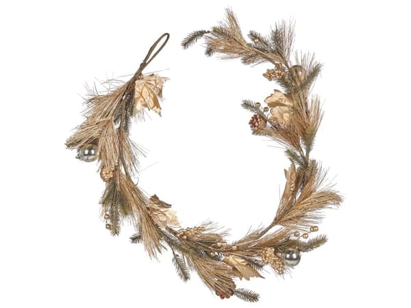 Kunstig Julekrans Grønn Gull Syntetisk Materiale 150 cm Ornamenter Furukegler