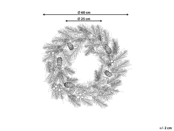 Julekrans Grønt Syntetisk Materiale Rund 60 cm LED-Lys Hengende Innendørs Tilbehør