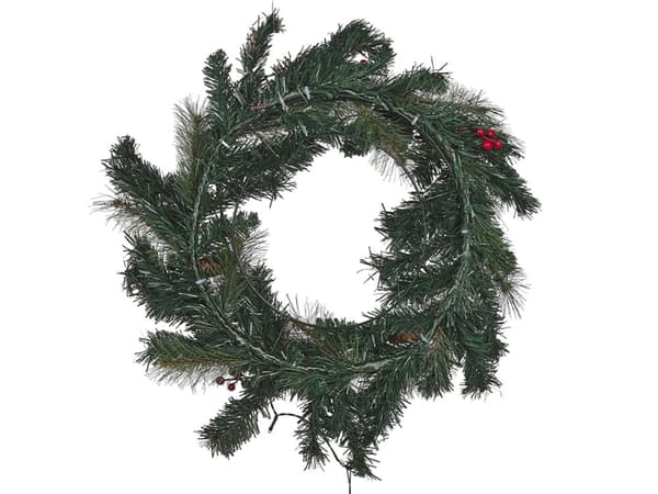 Julekrans Grønt Syntetisk Materiale Rund 60 cm LED-Lys Hengende Innendørs Tilbehør