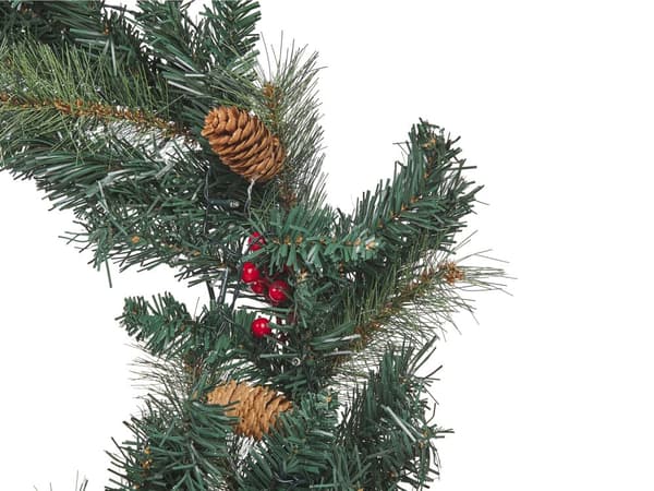 Julekrans Grønt Syntetisk Materiale Rund 60 cm LED-Lys Hengende Innendørs Tilbehør