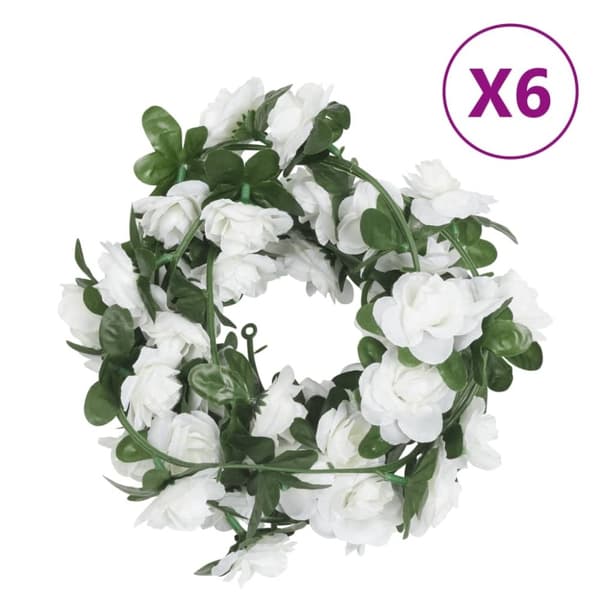 vidaXL Konstgjorda girlanger 6 st vit 240 cm