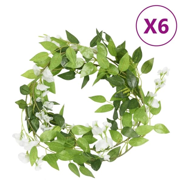 vidaXL Konstgjorda girlanger 6 st vit 200 cm