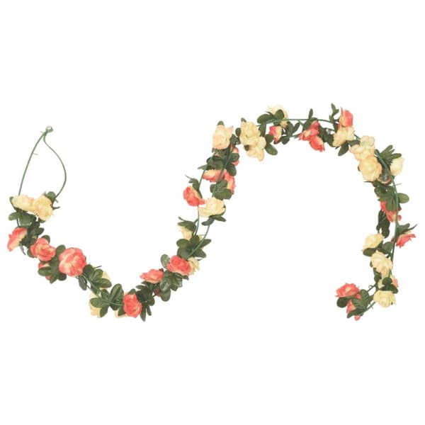 vidaXL kunstige blomsterguirlander 6 stk. 240 cm rød champagnefarvet