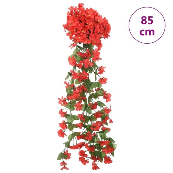 vidaXL kunstige blomsterguirlander 3 stk. 85 cm rød