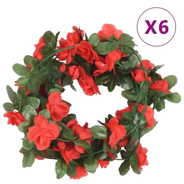 vidaXL kunstige blomsterguirlander 6 stk. 250 cm forårsrød