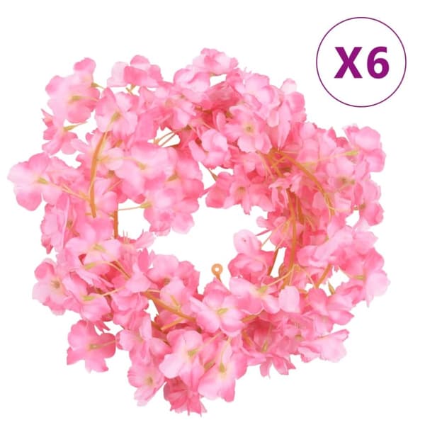 vidaXL Konstgjorda girlanger 6 st mörk rosa 180 cm