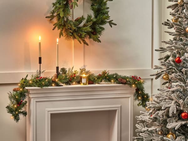 Julegirlander med belysning Grønn Syntetisk materiale 180 cm LED Julepynt Jul Dekorasjon
