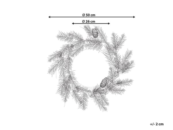 Julekrans Grønn Syntetisk materiale ø 50 cm Med belysning Kunstig snø Bær og Kongler Julepynt Jul Dekorasjon