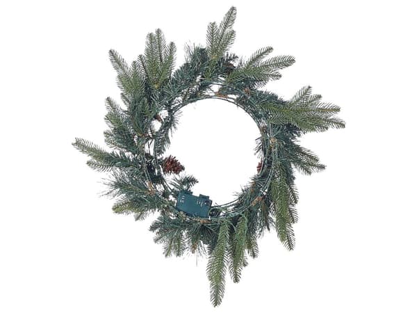 Julekrans Grønn Syntetisk materiale ø 50 cm Med belysning Kunstig snø Bær og Kongler Julepynt Jul Dekorasjon