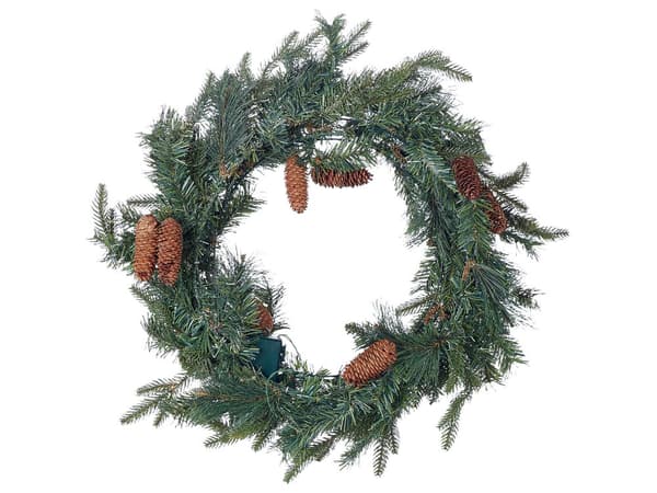 Julekrans med belysning Grønn Syntetisk materiale ø 60 cm LED Kongler Julepynt Jul Dekorasjon