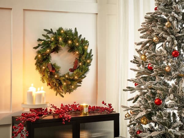 Julekrans med belysning Grønn Syntetisk materiale ø 60 cm LED Kongler Julepynt Jul Dekorasjon