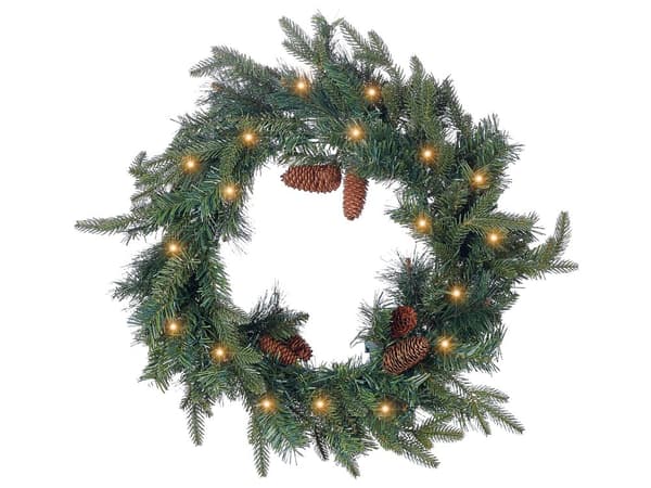 Julekrans med belysning Grønn Syntetisk materiale ø 60 cm LED Kongler Julepynt Jul Dekorasjon