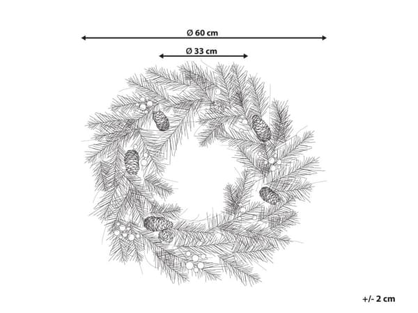 Julekrans med belysning Grønn syntetisk materiale ø 60 cm LED Kunstig snø Kongler Bær Julepynt Jul Dekorasjon