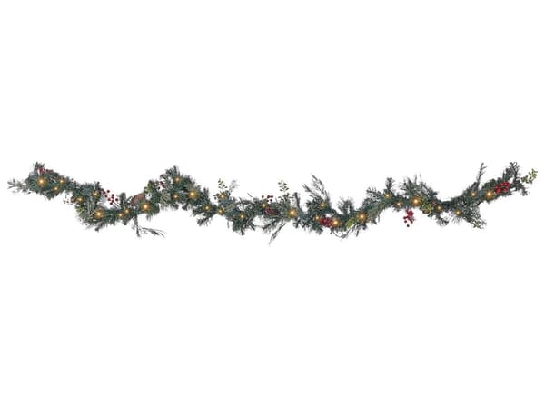 Juleguirlande Grøn 180 cm Kunstig Guirlande LED Lys Julepynt Indretning Tilbehør