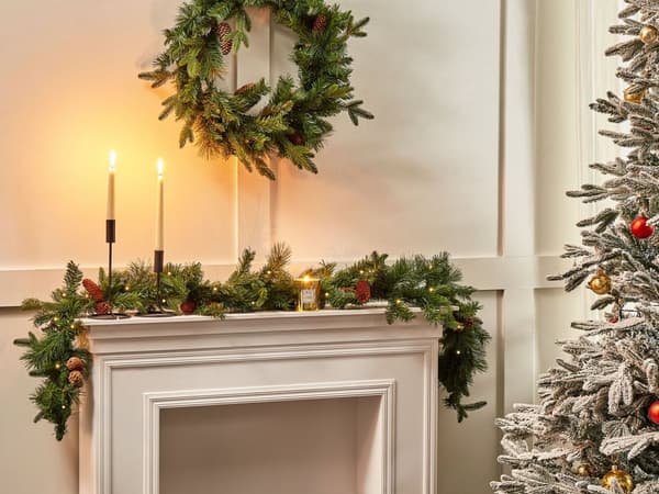 Julgirlang Grönt Syntetmaterial Konstgjord 180 cm med LED-lampor Juldekor Vinter Jul Grönska