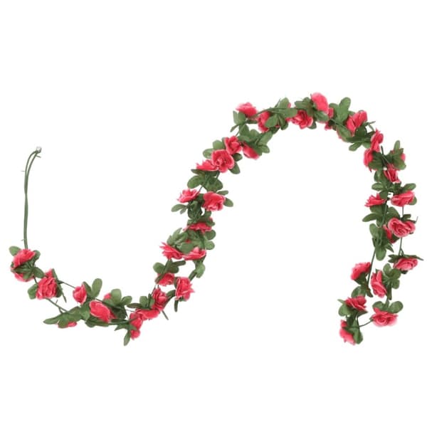 Julkransar med blommor 6 st rosenröd 250 cm
