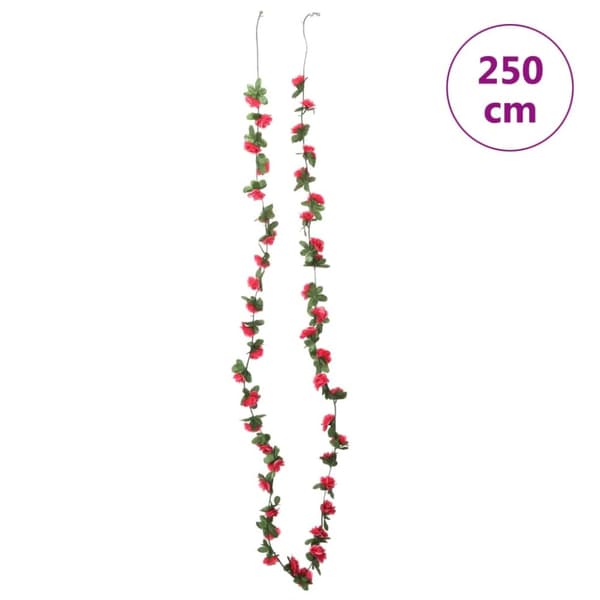 Julkransar med blommor 6 st rosenröd 250 cm