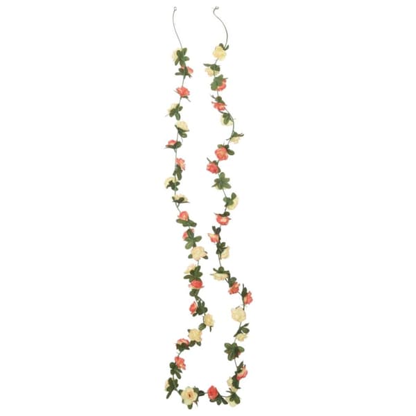 blomsterguirlander til jul 6 stk. 240 cm rød og champagnefarvet