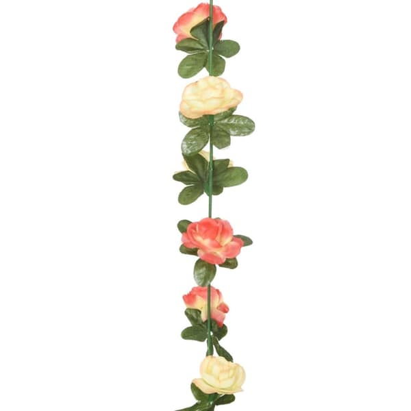 blomsterguirlander til jul 6 stk. 240 cm rød og champagnefarvet