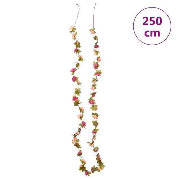 Julkransar med blommor 3 st rosenröd 250 cm