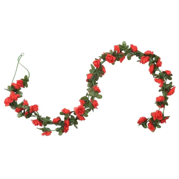 Julkransar med blommor 6 st röd 240 cm
