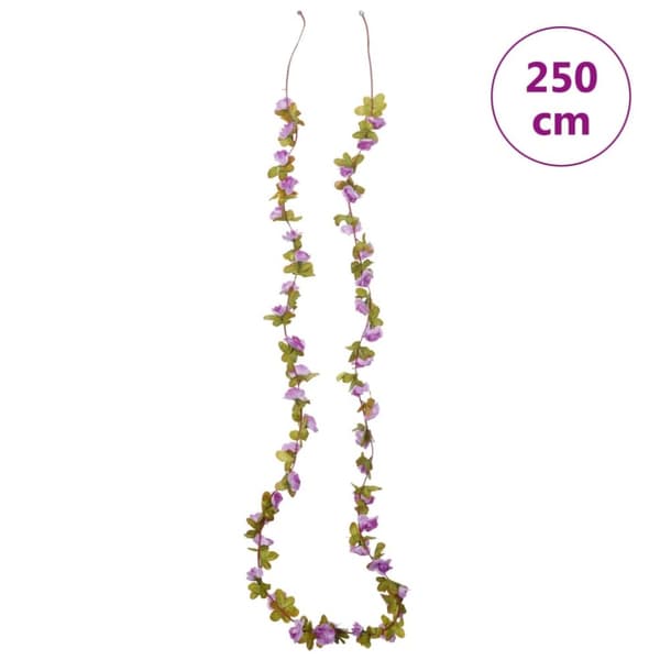 Julkransar med blommor 6 st ljuslila 250 cm