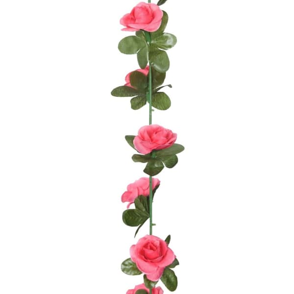 Julkransar med blommor 6 st röd rosa 240 cm