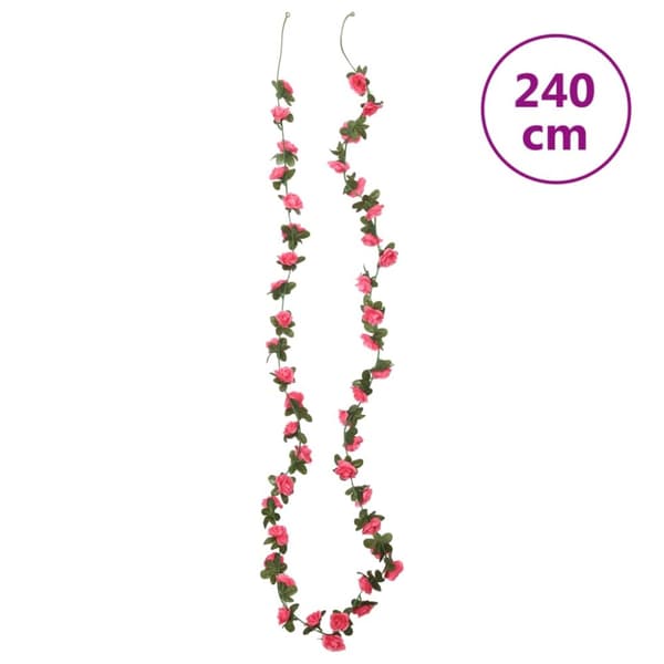 Julkransar med blommor 6 st röd rosa 240 cm