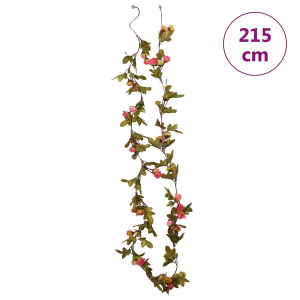 blomsterguirlander til jul 3 stk. 215 cm rosenrød
