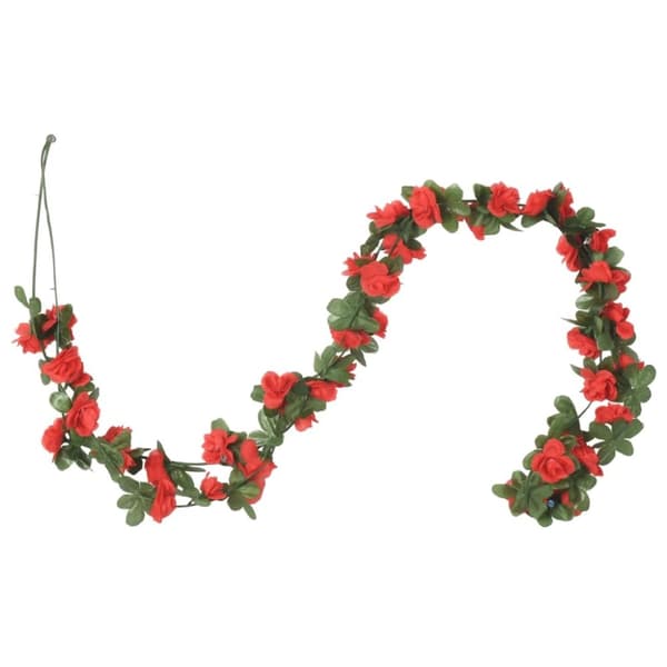 blomsterguirlander til jul 6 stk. 250 cm forårsrød