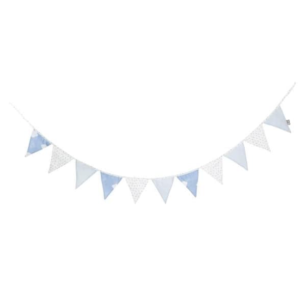 Vimpelgirlang - ROBA - Kleine Wolke blau - Tyg - 2m - Ljusblått och vitt