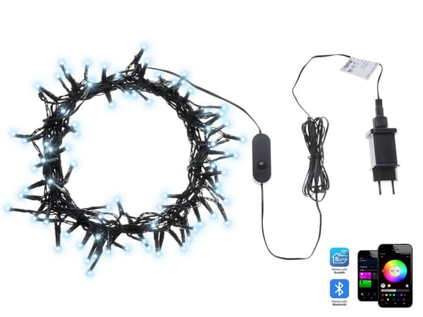 LED-lyslenke med 100 flerfargede lys 13,5 m Appstyrt med timer og bryter Julebelysning Dekorasjon Smart belysning