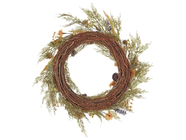 Dørkrans Grønn 45 cm Håndlaget Dekorativ Kunstig Blomst Rund Veggdekorasjon Tradisjonell Rustikk stil