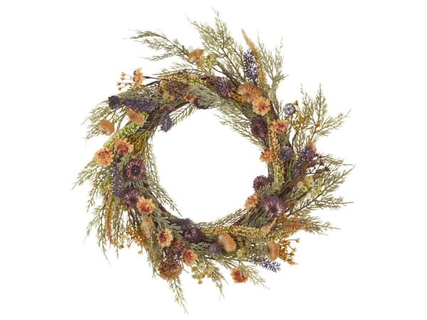Dørkrans Grønn 45 cm Håndlaget Dekorativ Kunstig Blomst Rund Veggdekorasjon Tradisjonell Rustikk stil