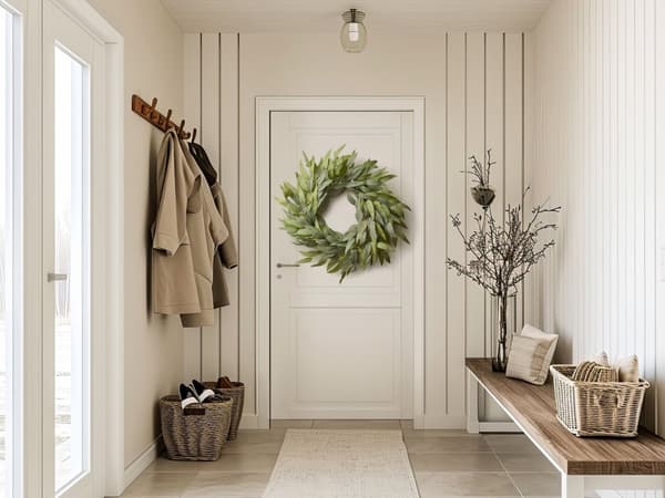 Dørkrans Grønn 65 cm Håndlaget Dekorativ Kunstig Blomst Rund Veggdekorasjon Tradisjonell Rustikk stil