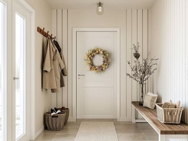 Krans Grön Handgjord Dekorativ Konstgjord Blomma Dörrkrans Rund 45 cm Bord Väggdekor Traditionell Rustik Stil