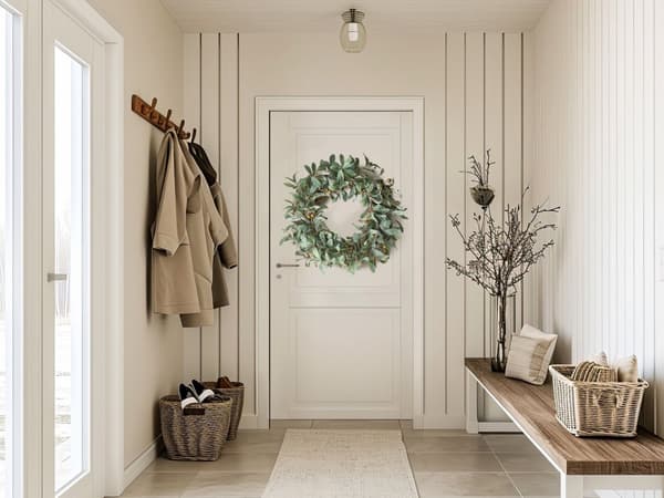 Dörrkrans Grön Handgjord Dekorativ Konstgjord Blomkrans Rund 65 cm Bord Väggdekor Traditionell Rustik Stil