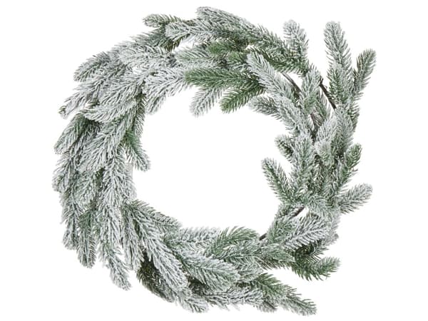 Julekrans Grønn Syntetisk materiale 45 cm Forhåndsbelyst LED-lys Kunstig snø Dekorasjon