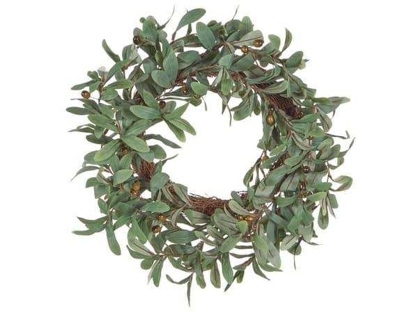 Dørkrans Grøn Håndlavet Dekorativ Kunstig Blomst Rund 65 cm Bord Vægdekoration Traditionel Rustik Stil