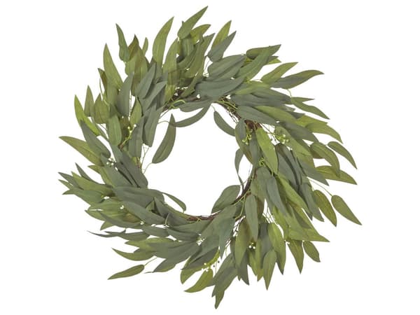 Dørkrans Grøn 65 cm Håndlavet dekorativ kunstig blomst Rund vægdekoration Traditionel rustik stil