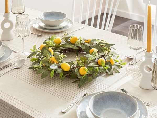 Dørkrans grøn håndlavet dekorativ kunstig blomst rund 50 cm bord vægdekoration traditionel rustik stil