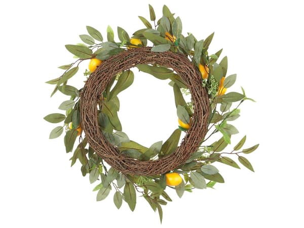 Dørkrans grøn håndlavet dekorativ kunstig blomst rund 50 cm bord vægdekoration traditionel rustik stil