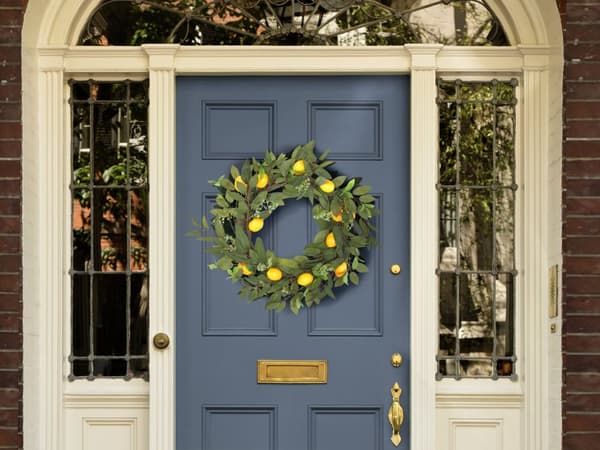 Dørkrans grøn håndlavet dekorativ kunstig blomst rund 50 cm bord vægdekoration traditionel rustik stil