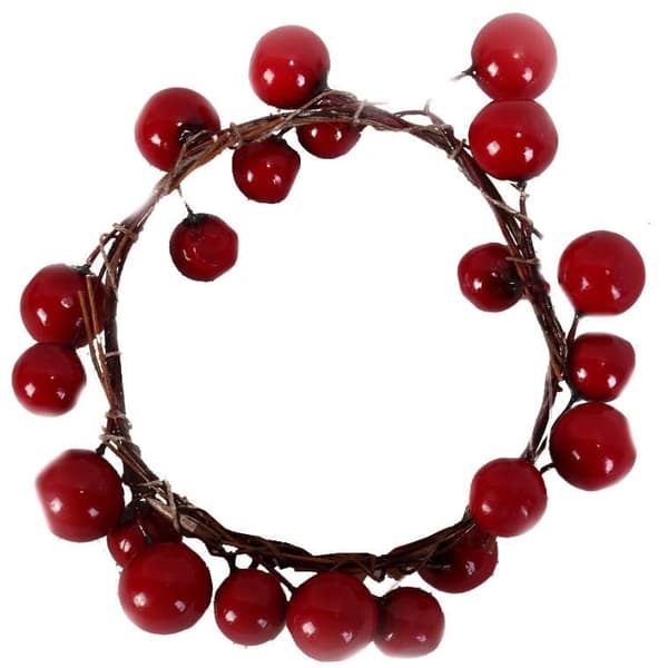 Juldekorationskrans med röda rönnfrukter, 15 cm