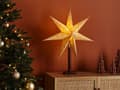 Miniatyrbilde 2 av 11: Dekorativ Lampe med Stjerne Beige Papir Mangotre Juledekorasjon Håndlaget