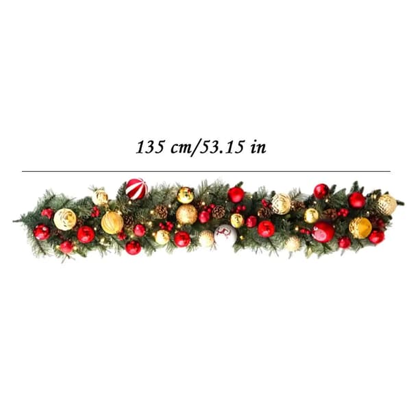 Förbelyst julgirland, 135 cm storlek, heminredning,Röd